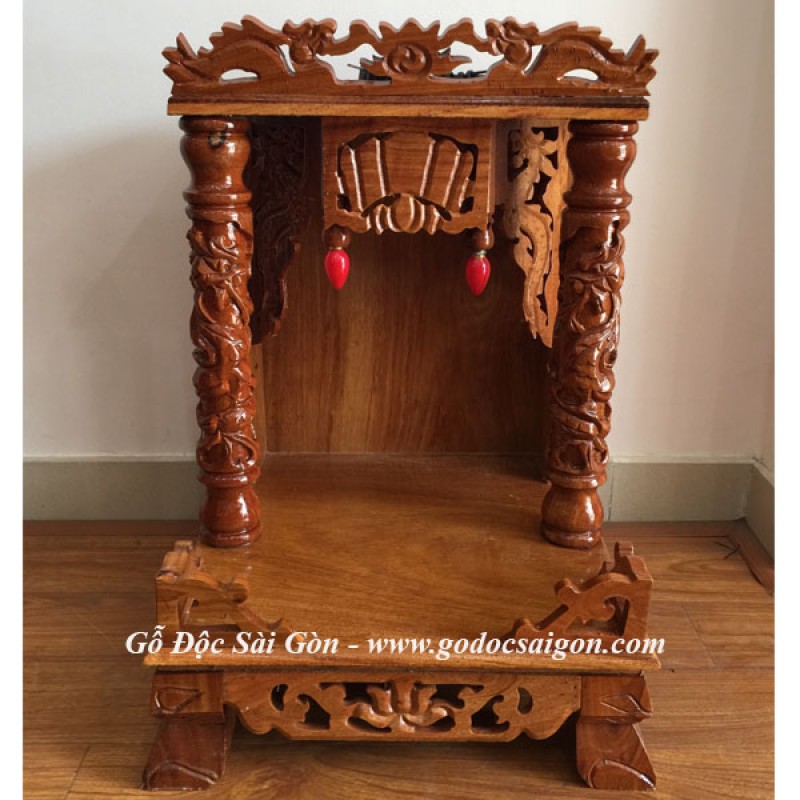 Bàn Thờ Ông Địa Thần Tài Gỗ Căm Xe -Gõ 40cm - Gỗ Độc Sài Gòn