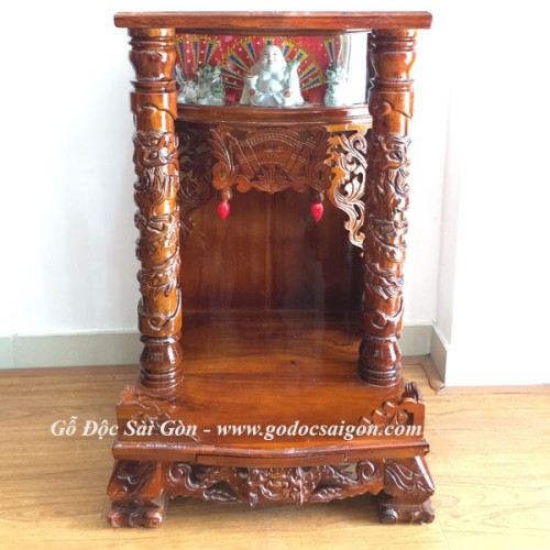 Bàn Thờ Ông Địa Thần Tài  Gỗ Tràm 50cm hộp đèn - Gỗ Độc Sài Gòn
