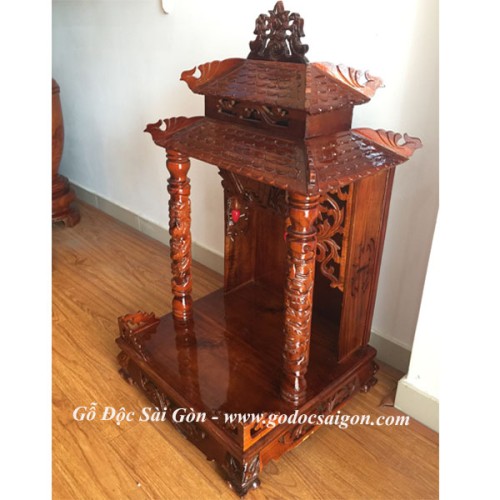 Bàn Thờ Ông Địa Thần Tài  Gỗ Tràm 50cm mái ngói - Gỗ Độc Sài Gòn