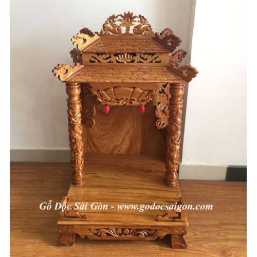 Bàn Thờ Ông Địa Thần Tài Gỗ Căm Xe-Gõ 50 cm mái ngói - Gỗ Độc Sài Gòn