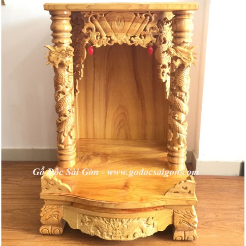 Bàn Thờ Ông Địa Thần Tài Gỗ Gõ Đỏ 60cm - Gỗ Độc Sài Gòn