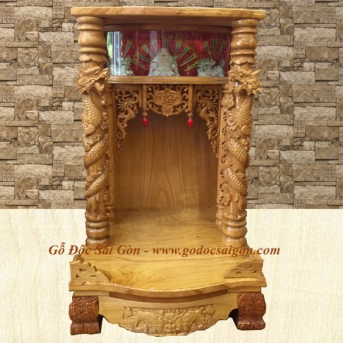 Thông Tin Chi Tiết Bàn Thờ Ông Địa Thần Tài Gỗ Gõ Đỏ 60cm hộp đèn - Gỗ Độc Sài Gòn