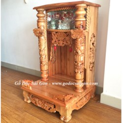 Bàn Thờ Ông Địa Thần Tài Gỗ Xoan 50 cm hộp đèn - Gỗ Độc Sài Gòn