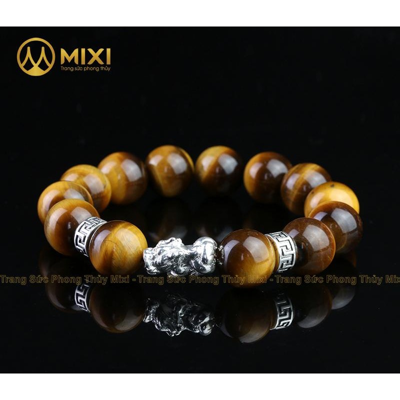 VT Đá Mắt Hổ Nâu 2A_14 Mix Charm Tỳ Hưu Bạc 999_18_BTH02_M - Mixi