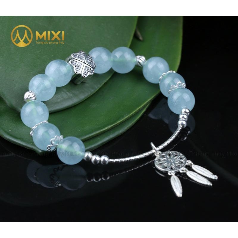 VT Đá Aquamarine 2 A_8ly Mix Charm Lưới Giấc Mơ (Dreamcatcher) Bạc 925_BLGM01_M - Mixi