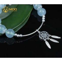 VT Đá Aquamarine 2 A_8ly Mix Charm Lưới Giấc Mơ (Dreamcatcher) Bạc 925_BLGM01_M - Mixi