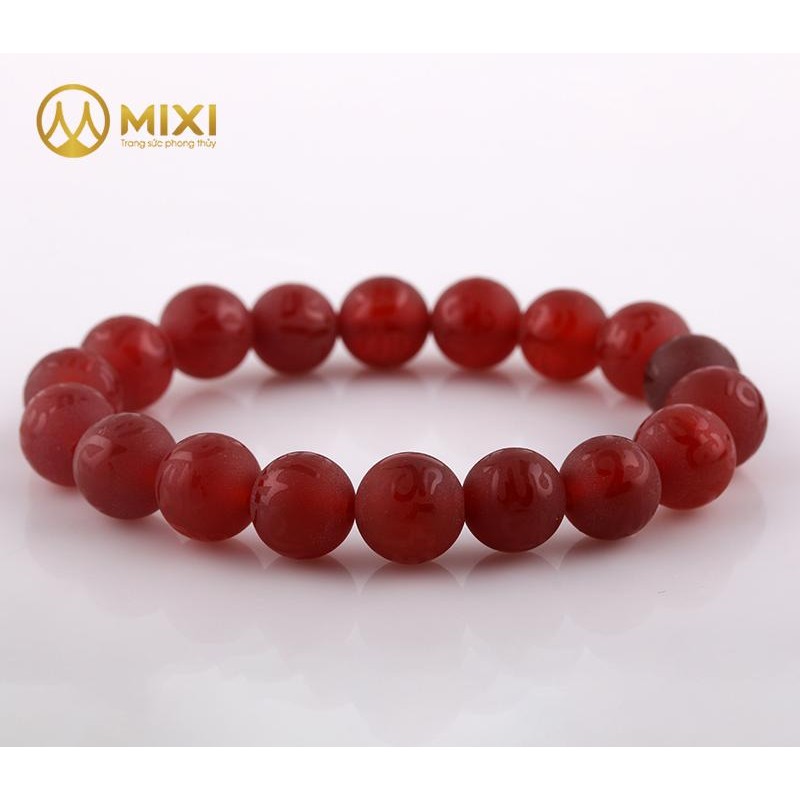 Vòng Tay Mã Não Đỏ Nhám Kinh Phật 10 ly - Mixi