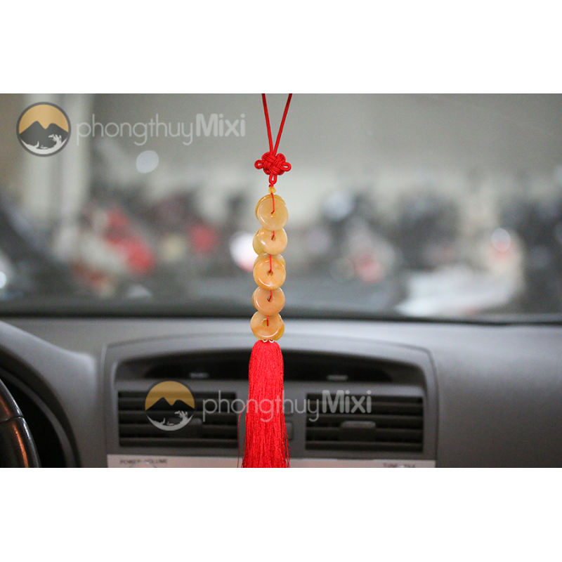 Dây Treo xe hơi Chuỗi Đồng Tiền Ngọc Vàng - Mixi
