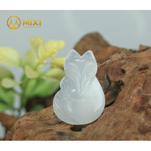 Mặt Dây Hồ Ly Mã Não Trắng - Mixi