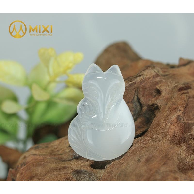 Mặt Dây Hồ Ly Mã Não Trắng - Mixi