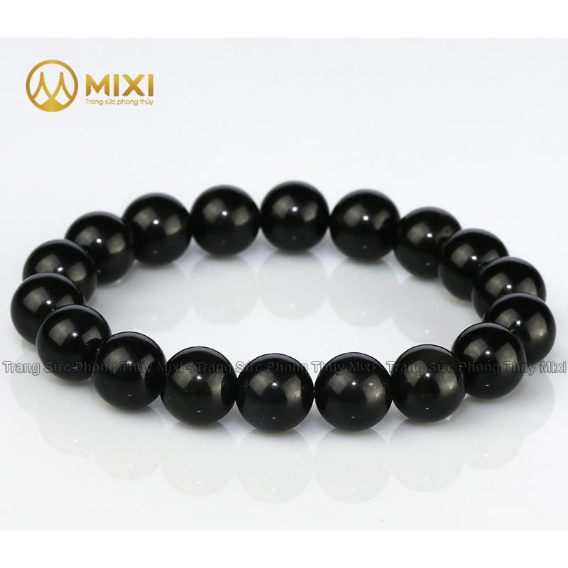 Vòng Tay Núi Lửa Obsidian Nhám 12 ly - Mixi