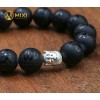 Vòng Tay Đá Núi Lửa Nhám Kinh Phật 12 Ly Mix Phật Bạc - Mixi