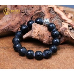 Vòng Tay Đá Núi Lửa Nhám Kinh Phật 14 Ly Mix Charm Omshanti - Mixi