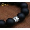 Vòng Tay Đá Núi Lửa Đen Nhám 14 Ly Mix Charm Chữ Nam - Mixi
