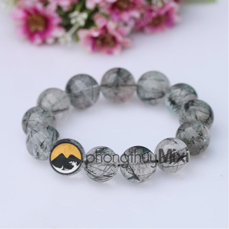 Vòng Tay Thạch Anh Tóc Đen 1A 12 ly - Mixi