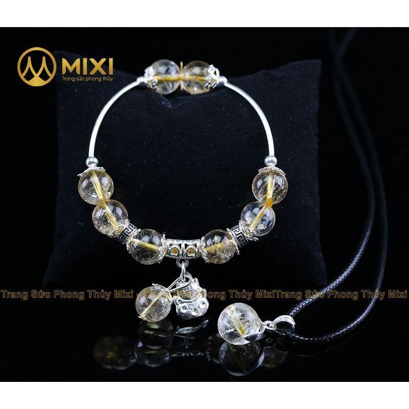 VT Đá Thạch Anh Xanh Aventurine 1A_10 Mix Charm Cỏ 4 Lá Bạc 999_BBL02_M