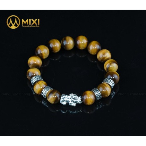 VT Đá Mắt Hổ Nâu 2A_12 Mix Charm Tỳ Hưu Bạc 999_18_BTH01_M