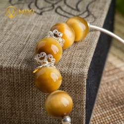 VT Đá Mắt Hổ Vàng Tươi 2A_10 Mix Charm Cỏ 4 Lá Bạc 999_BBL02_M - Mixi