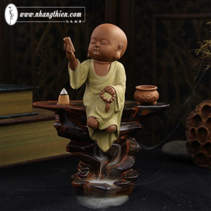 Thác khói Chú tiểu ngồi thác đọc sách  - Thác khói Nhang Thiền