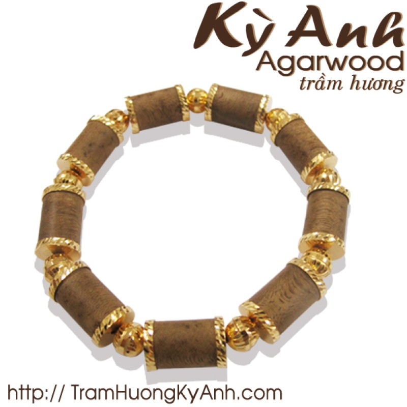 Vòng Tay Bọc Vàng 18K Trầm Hương VHT102 - Kỳ Anh