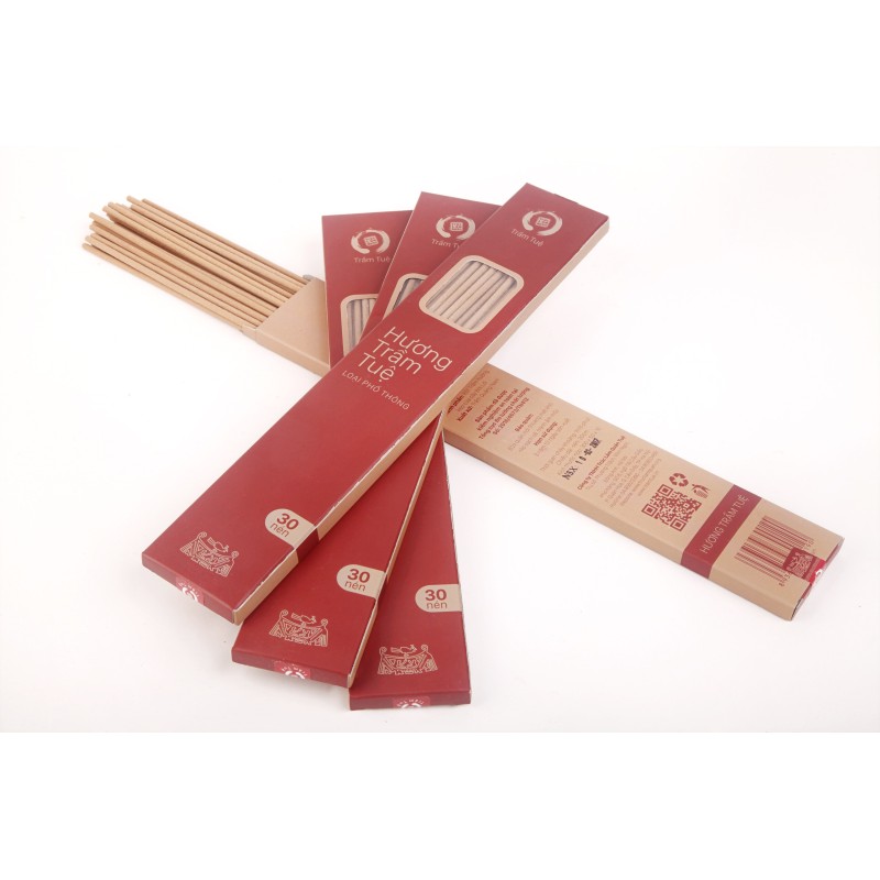 Bộ 04 Hộp Hương Trầm Tuệ Phổ Thông 38cm (30 nén) - Trúc Lâm Quán Tuệ