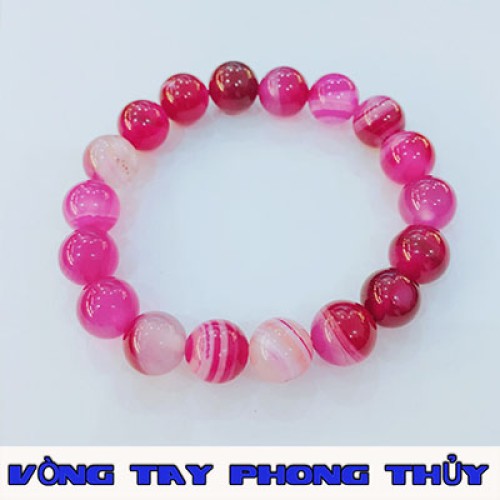 VÒNG TAY PHONG THỦY ĐÁ MÃ NÃO HỒNG VÂN 8 ly - Vòng Tay Phong Thủy