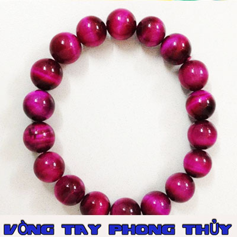 VÒNG TAY PHONG THỦY ĐÁ MẮT HỔ HỒNG 12 ly - Vòng Tay Phong Thủy