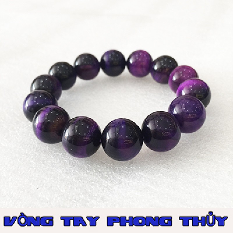 VÒNG TAY PHONG THỦY ĐÁ MẮT HỔ TÍM 14 ly - Vòng Tay Phong Thủy