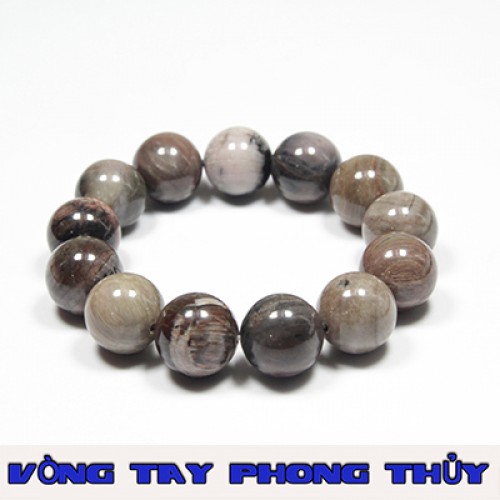 VÒNG TAY PHONG THỦY GỖ HÓA THẠCH 14 ly - Vòng Tay Phong Thủy