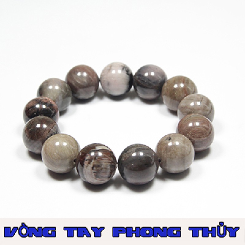 VÒNG TAY PHONG THỦY GỖ HÓA THẠCH 14 ly - Vòng Tay Phong Thủy