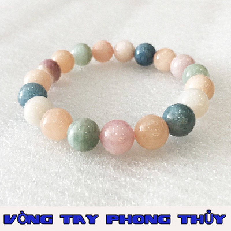 VÒNG TAY PHONG THỦY ĐÁ AQUAMARINE NGŨ SẮC 12 ly - Vòng Tay Phong Thủy