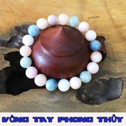 VÒNG TAY PHONG THỦY ĐÁ AQUAMARINE NGŨ SẮC 12 ly - Vòng Tay Phong Thủy