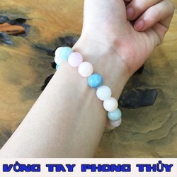 VÒNG TAY PHONG THỦY ĐÁ AQUAMARINE NGŨ SẮC 8 ly - Vòng Tay Phong Thủy