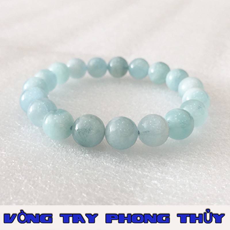 VÒNG TAY PHONG THỦY ĐÁ AQUAMARINE MÀU XANH NHẠT 10 ly - Vòng Tay Phong Thủy