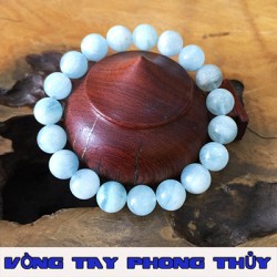 VÒNG TAY PHONG THỦY ĐÁ AQUAMARINE MÀU XANH NHẠT 10 ly - Vòng Tay Phong Thủy