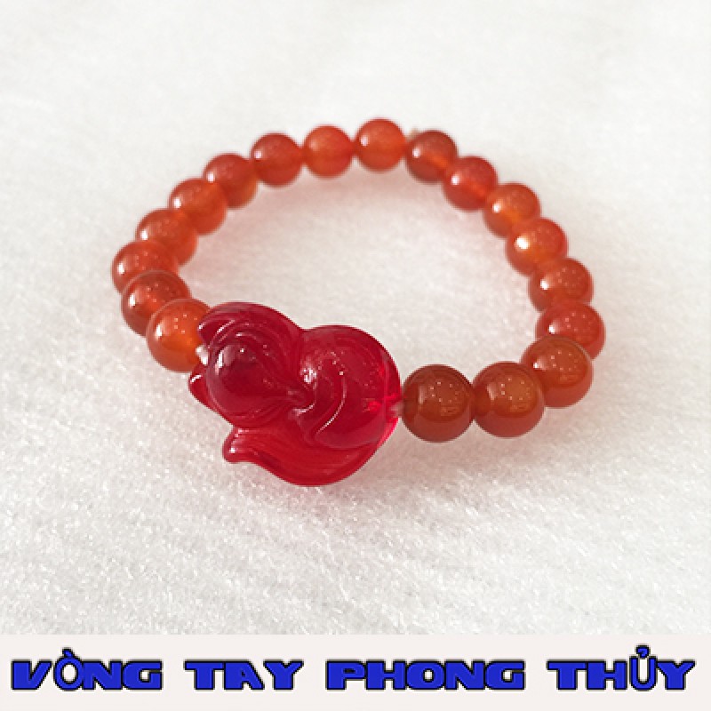 Vòng Tay Thời Trang  Đá Mã Não Đỏ Mặt Hồ Ly - Vòng Tay Phong Thủy