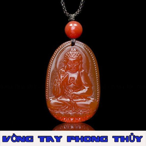 Mặt Dây Chuyền Phật Bản Mệnh A Di Đà Đá Mã Não Đỏ Lớn - Vòng Tay Phong Thủy
