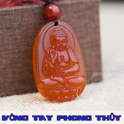 Mặt Dây Chuyền Phật Bản Mệnh A Di Đà Đá Mã Não Đỏ Lớn - Vòng Tay Phong Thủy