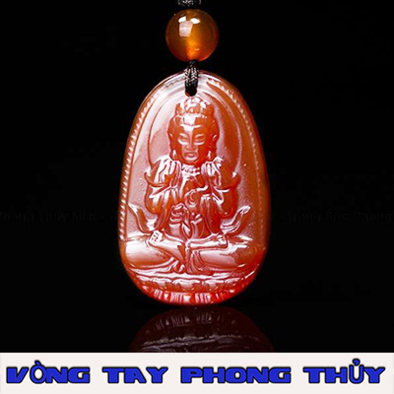 Mặt Dây Chuyền Phật Bản Mệnh Như Lai Đại Nhật Đá Mã Não Đỏ Lớn - Vòng Tay Phong Thủy
