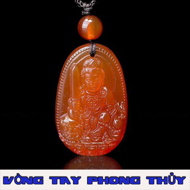 Mặt Dây Chuyền Phật Bản Mệnh Văn Thù Bồ Tát Đá Mã Não Lớn - Vòng Tay Phong Thủy