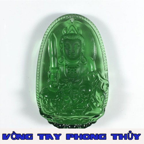 Mặt Dây Chuyền Phật Bản Mệnh Văn Thù Bồ Tát Đá Xanh - Vòng Tay Phong Thủy