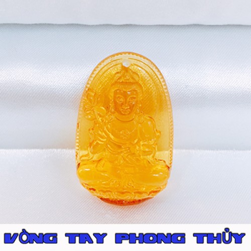 Mặt Dây Chuyền Phật Bản Mệnh Đại Thế Chí Bồ Tát Đá Lưu Ly Vàng - Vòng Tay Phong Thủy