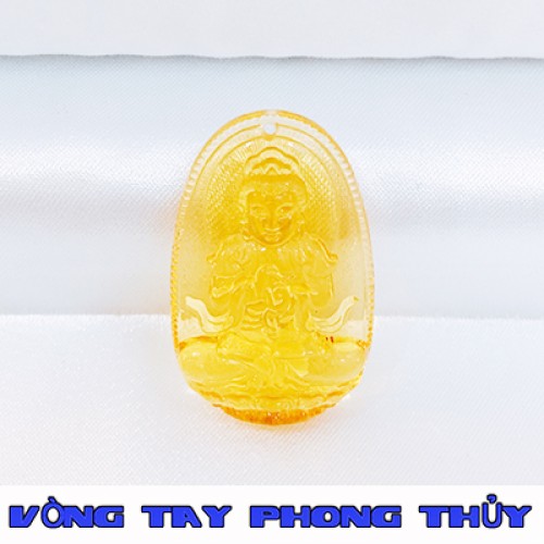 Mặt Dây Chuyền Phật Bản Mệnh Như Lai Đại Nhật Đá Lưu Ly Vàng - Vòng Tay Phong Thủy