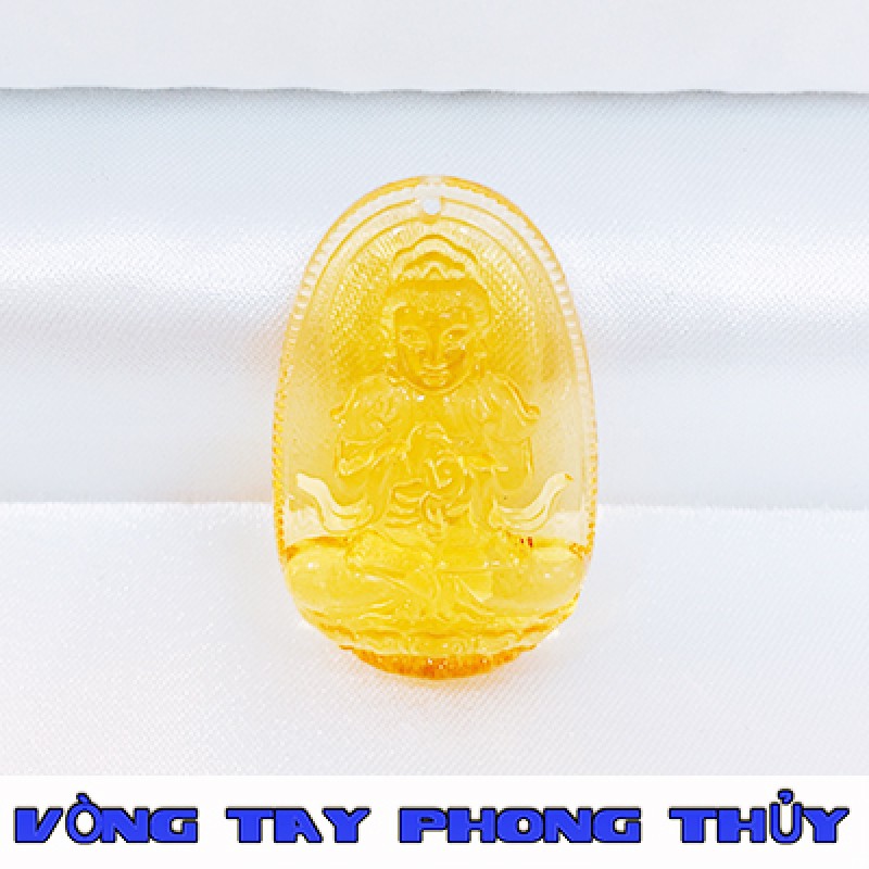 Mặt Dây Chuyền Phật Bản Mệnh Như Lai Đại Nhật Đá Lưu Ly Vàng - Vòng Tay Phong Thủy