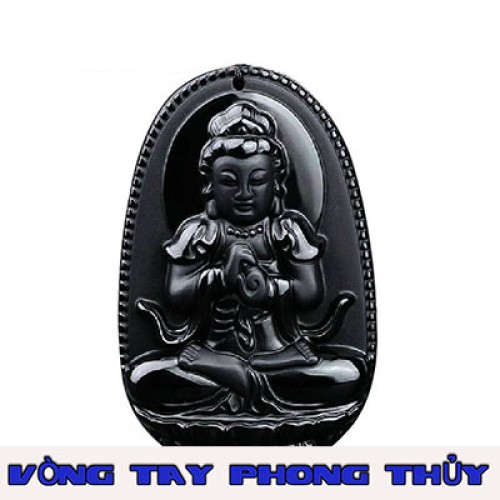 Mặt Dây Chuyền Phật Bản Mệnh Như Lai Đại Nhật Đá Huyền Đen Lớn - Vòng Tay Phong Thủy