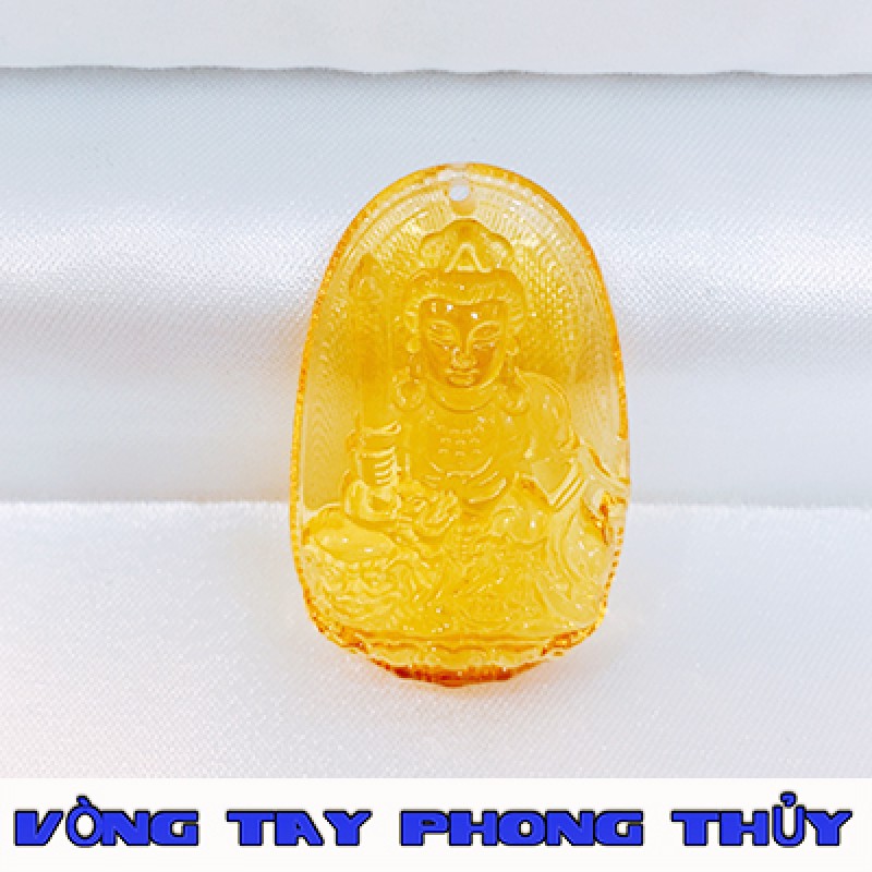 Mặt Dây Chuyền Phật Bản Mệnh Văn Thù Bồ Tát Đá Lưu Ly Vàng - Vòng Tay Phong Thủy