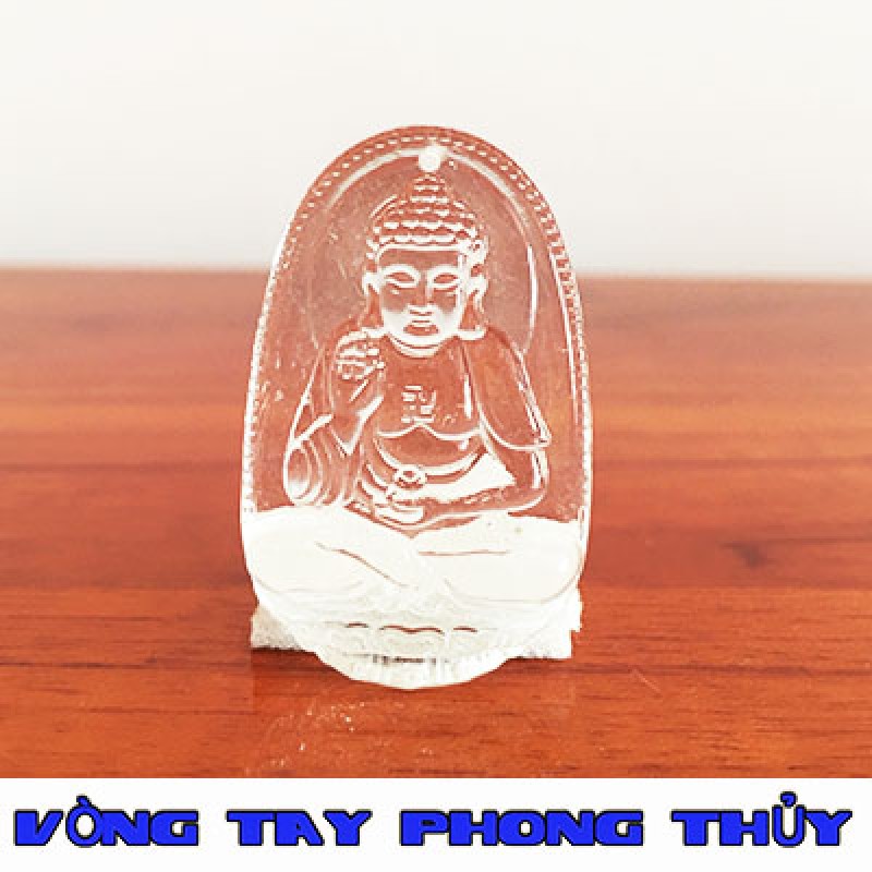 Mặt Dây Chuyền Phật Bản Mệnh A Di Đà Đá Lưu Ly Trắng - Vòng Tay Phong Thủy