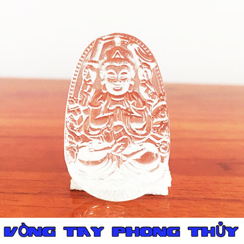 Mặt Dây Chuyền Phật Bản Mệnh Phật Thiên Thủ Thiên Nhãn Đá Lưu Ly Trắng - Vòng Tay Phong Thủy