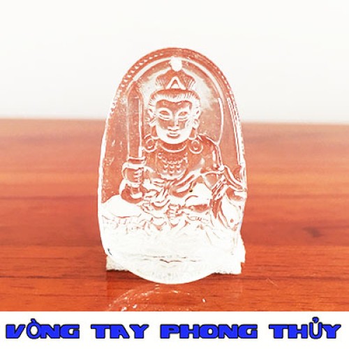 Mặt Dây Chuyền Phật Bản Mệnh Văn Thù Bồ Tát Đá Lưu Ly Trắng - Vòng Tay Phong Thủy