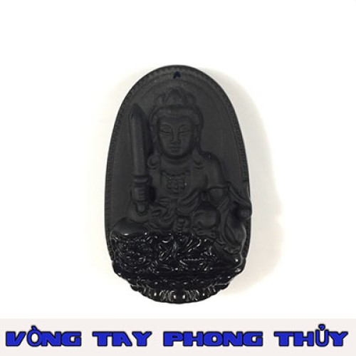 Mặt Dây Chuyền Phật Bản Mệnh Văn Thù Bồ Tát Đá Huyền Đen Lớn - Vòng Tay Phong Thủy